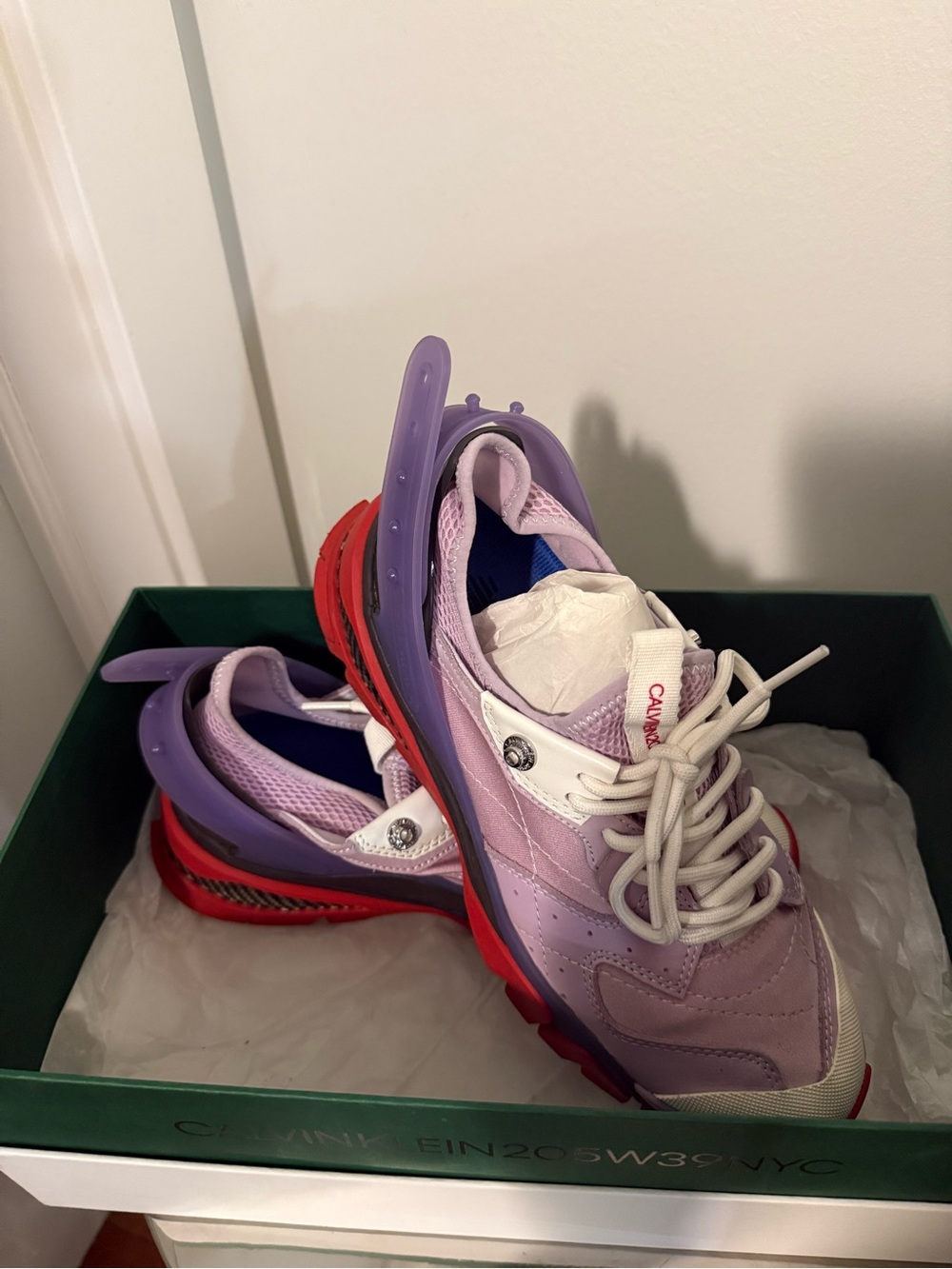 Calvin Klein Lavender and Red Low-Top Sneakers